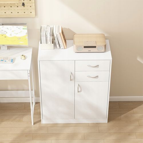 Komoda z szufladami i półkami loft skandynawski regał szafka biała 74cm na Arena.pl