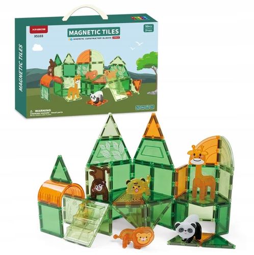 Klocki Magnetyczne Kreatywne Magnetic Tiles Konstrukcyjne Zoo 50 elementów na Arena.pl