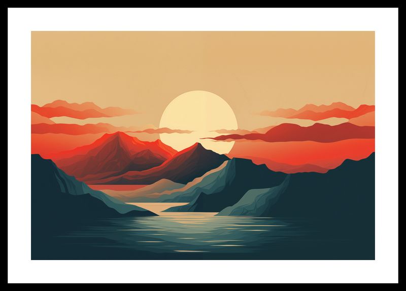 Plakat 45x30cm Zachód Słońca nad Górami zdjęcie 3