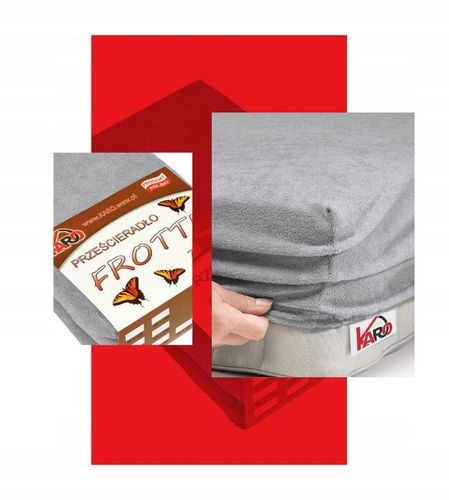 Prześcieradło frotte z gumką 140x200 szare KARO na Arena.pl