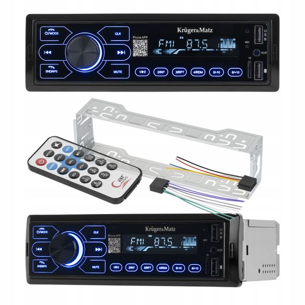 Radio samochodowe Bluetooth Kruger&Matz 1 DIN USB AUX PILOT microSD zdjęcie 1