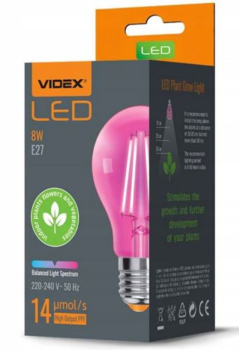 Żarówka do uprawy wzorstu roślin FILA LED 8W E27 VIDEX na Arena.pl