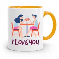 Kubek Żółty Prezent Dla Dziewczyny I Love You Z Nadrukiem Ze Zdjęciem