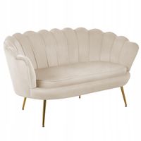beżowa welurowa jasna sofa kanapa dwuosobowa tapicerowana furnitex