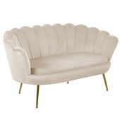 beżowa welurowa jasna sofa kanapa dwuosobowa tapicerowana furnitex