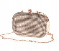 Torebka wizytowa puzderko wieczorowa na łańcuszku kryształki różwoy V6053