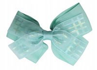 Spinka wsuwka duża kokarda podwójna kratka holo miętowy 12cm