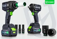 KLUCZ UDAROWY AKUMULATOROWY BEZSZCZOTKOWY ZESTAW 2X AKU ELEKTRYCZNY WUBER