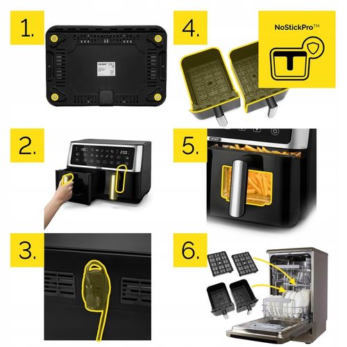 Frytkownica beztłuszczowa Dwukomorowa 10L Air Fryer Yoer 2850W 10 na Arena.pl