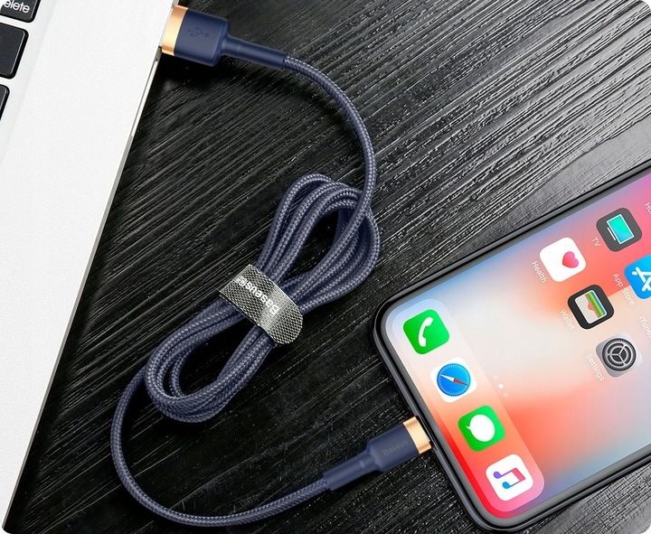 BASEUS MOCNY KABEL USB DO LIGHTNING IPHONE IPAD PRZEWÓD OPLOT 1.5A 2M zdjęcie 7
