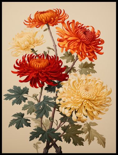 Plakat 60x80cm Tańczące Chryzantemy na Arena.pl