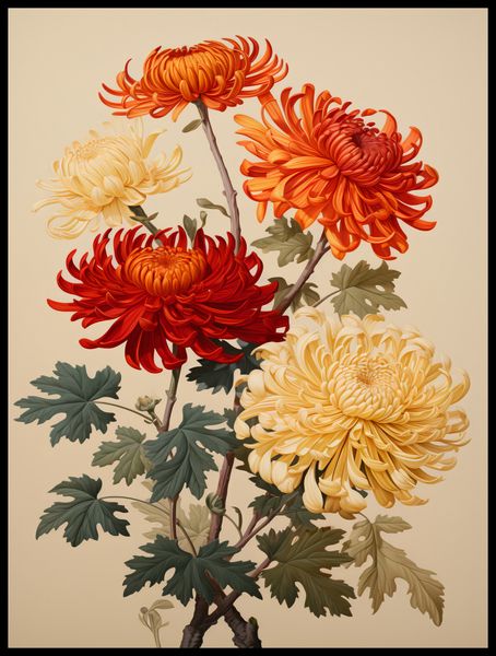 Plakat 60x80cm Tańczące Chryzantemy zdjęcie 2