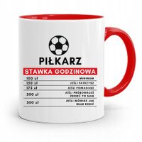 Kubek Czerwony Dla Piłkarza Stawka Godzinowa Z Nadrukiem Ze Zdjęciem