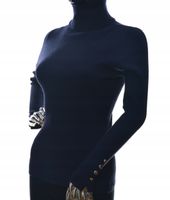 Damski sweter z golfem golf w prążek guziki UNI