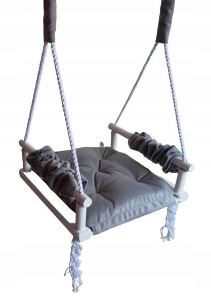 Huśtawka BIAŁA siedzisko dzieci szara DOM OGRÓD zdjęcie 1