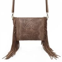 VERA PELLE torebka zamszowa listonoszka boho z frędzlami V001 taupe