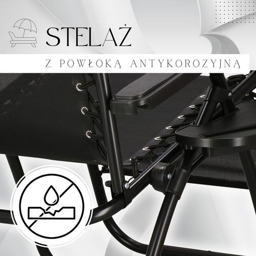 Leżak zero gravity z zagłówkiem czarny na Arena.pl