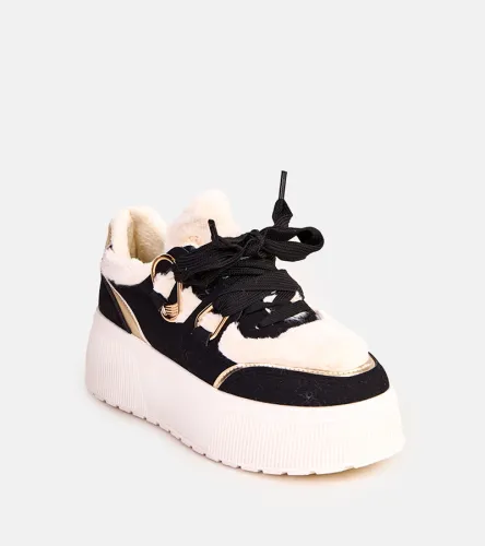 Czarne sneakersy ocieplane na platformie Deena 41 na Arena.pl