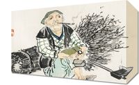 Obraz 30x20cm Smoking Farmer,  Kōno Bairei Japoński Vintage do Salonu
