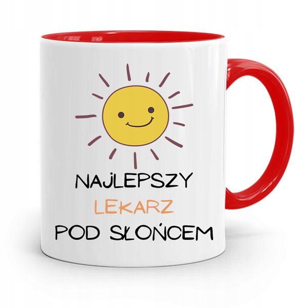Kubek Czerwony Dla Doktora Najlepszy Pod Słońcem Z Nadrukiem Ze Zdjęciem zdjęcie 1