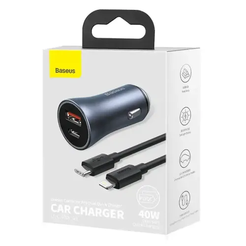 ładowarka samochodowa baseus golden contactor pro, usb + usb-c na Arena.pl