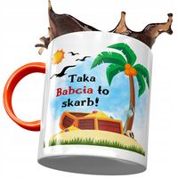 Kubek Pomarańczowy Dla Babci Babuni Na Dzień Babci Z Nadrukiem Ze Zdjęciem