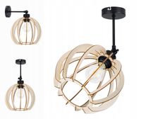 LAMPA KINKIET ścienny regulowany loft KULA drewno