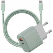 Ładowarka sieciowa Bazic GoPort Velox Kit USB-C/USB-A GaN 35W z kablem ziel