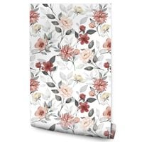 Tapeta Ozdobna Delikatne Liście Kolorowe KWIATY Natura Rośliny