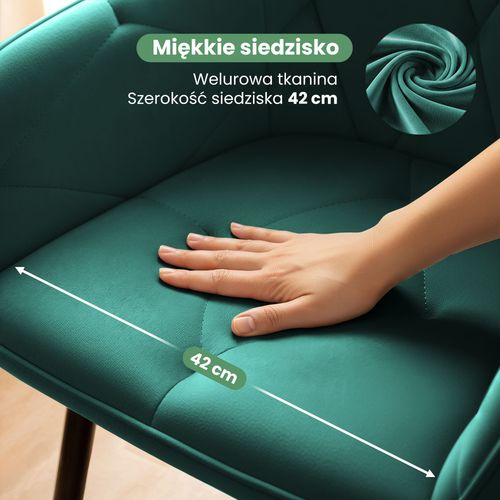 2x Krzesło welurowe tapicerowane do salonu DIAMANTE Butelkowa Zieleń Czarne na Arena.pl