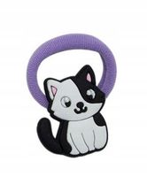 Dziewczęca fioletowa gumka do włosów czarno-biały kotek 3cm