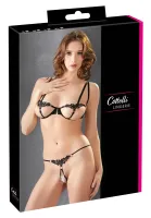 cottelli lingerie komplet paskowy czarny s dwuczęściowy haft