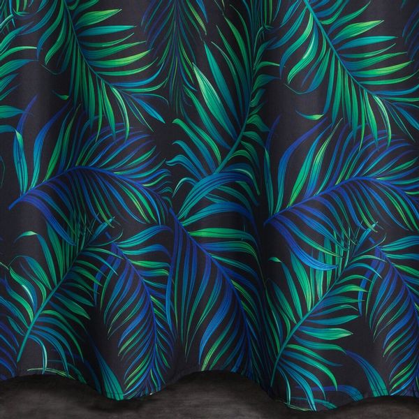 Zasłona gotowa na przelotkach PALMS 140x250 czarna zielona w liście zdjęcie 5