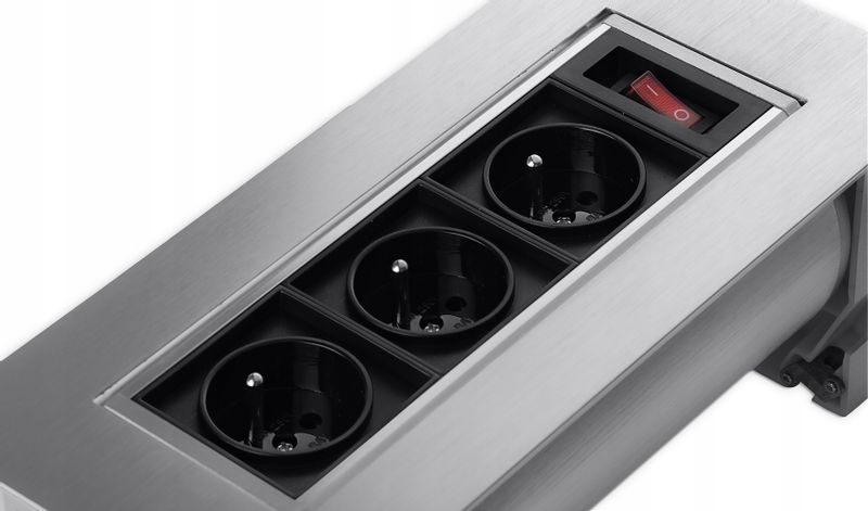 Gniazdo blatowe do biurka wpuszczane obrotowe mediaport 230v SPS-O33S zdjęcie 2