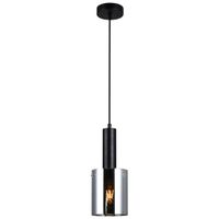 Wisząca LAMPA loftowa SARDO PND-5581-1-BK+SG Italux skandynawska OPRAWA szklany ZWIS okrągła tuba przydymiona czarna