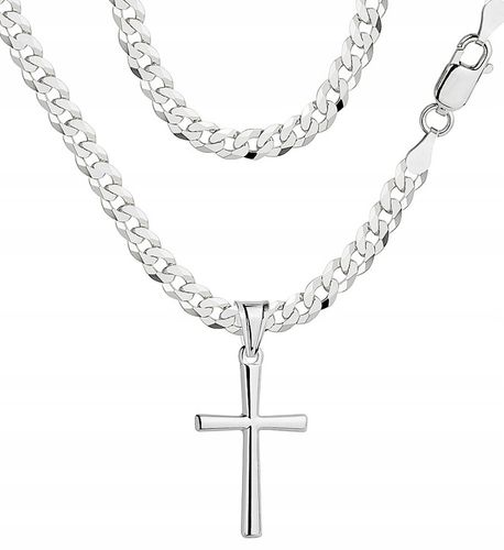 Łańcuszek Srebrny Męski Pancerka 3,80 mm z Krzyżykiem dla Mężczyzny Grawer na Arena.pl