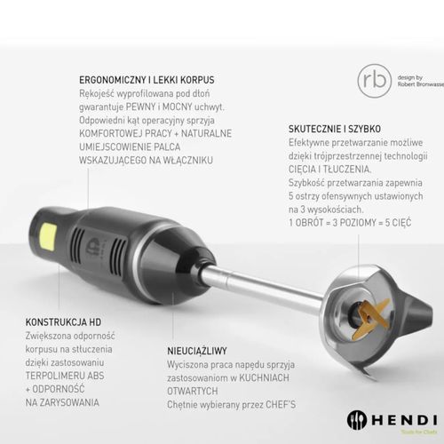 Wydajny mikser blender ręczny z regulacją prędkości 250W Hendi 222157 na Arena.pl