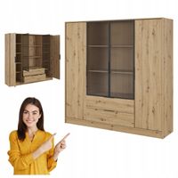 SZAFA GARDEROBA LIVIA 4DRM OTWIERANA DĄB ARTISAN DUŻA SZUFLADY 200CM DRĄŻEK