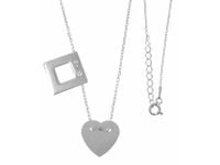 Delikatny rodowany srebrny naszyjnik gwiazd celebrytka pusty kwadrat serce srebro 925 N020S