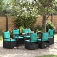 Zestaw do jadalni w ogrodzie 7 pcs Czarny polirattan