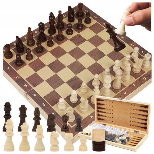 SZACHY DREWNIANE WARCABY DUŻE DLA DZIECI TRYKTRAK GRY LOGICZNE PLANSZ0WE na Arena.pl