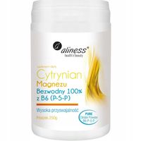 Aliness CYTRYNIAN MAGNEZU WITAMINA B6 250g MAGNEZ SKURCZE MIĘŚNI STRES