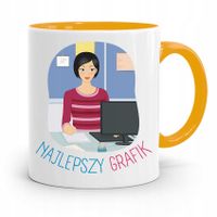 Kubek Żółty Prezent Dla Najlepszego Grafika Z Nadrukiem Ze Zdjęciem