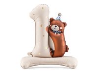 Balon foliowy stojący cyfra 1 z misiem, 81x72 cm