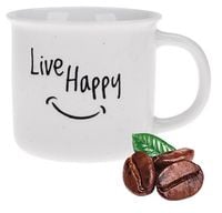 Kubek porcelanowy Ravi New Bone 360 ml imitacja emalii Live Happy czarny