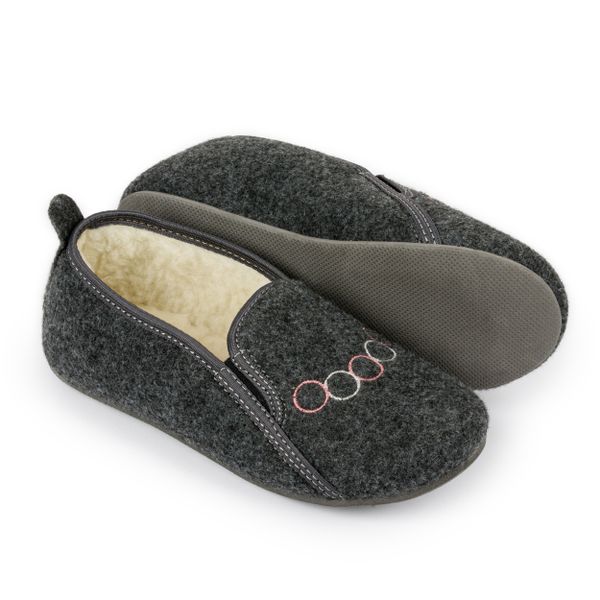 Bambosze damskie czarne filcowe ocieplane kółka 39 zdjęcie 3