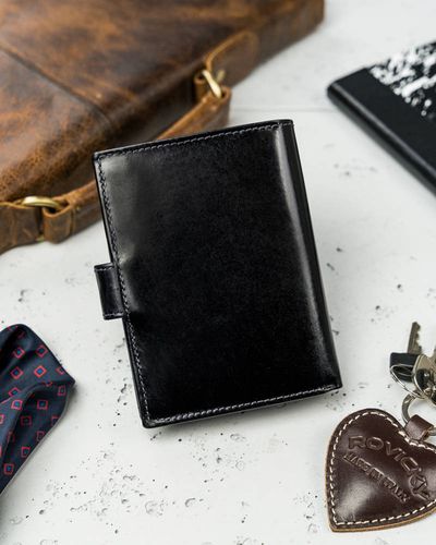 duży portfel męski ze skóry naturalnej zamykany na zatrzask - rovicky na Arena.pl