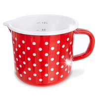 Kubek EMALIOWANY z miarką kuchenny garnek garnuszek z uchwytem 12 cm 1,2L