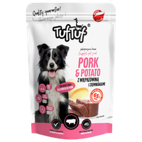 MOKRA KARMA DLA PSA TufTuf SASZETKA MIELONKA WIEPRZOWINA Z ZIEMNIAKIEM 300G