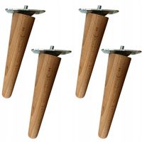 ZESTAW 4 x noga meblowa bukowa drewniana 20 cm + blacha skośna mocowanie